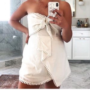 White strapless romper